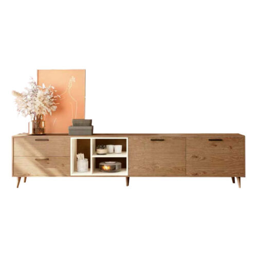 Mueble TV madera natural 240cm