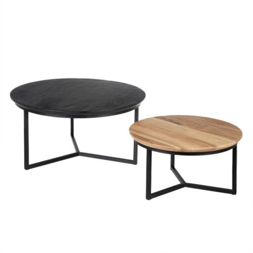 Set mesas centro natural madera y negro