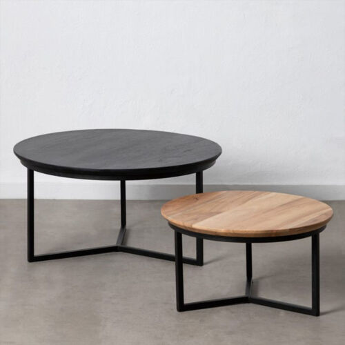 Set mesas centro natural madera y negro