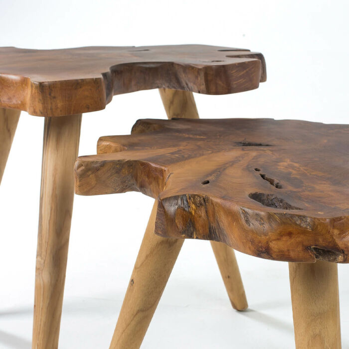 Set 2 mesas auxiliares madera teca