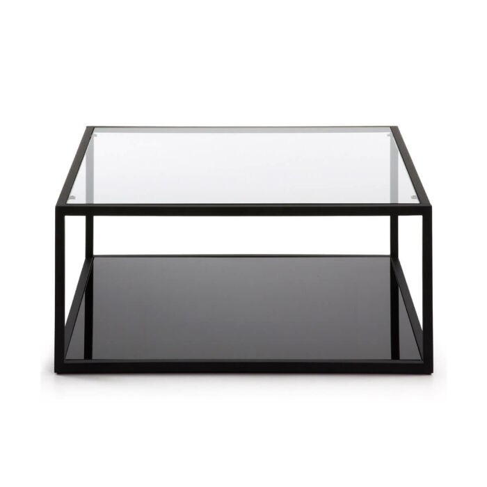 Mesa centro acero negro y cristal