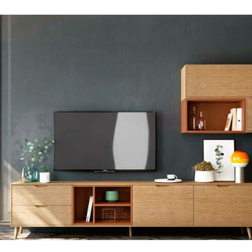 Mueble TV chapa madera con revistero