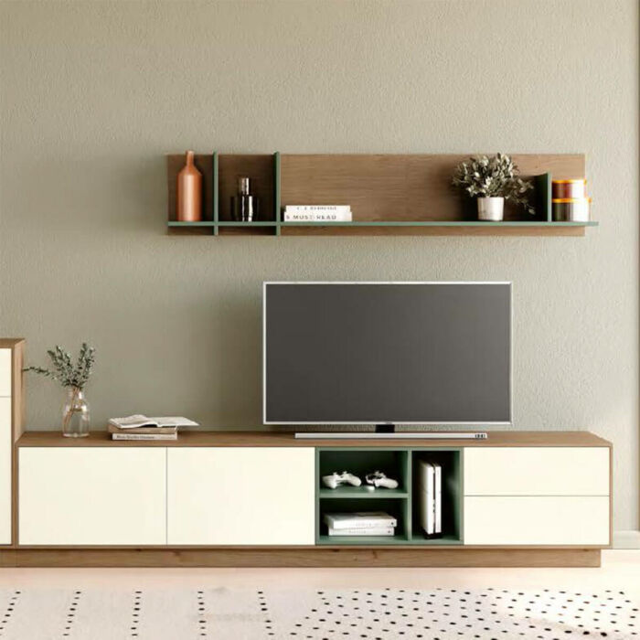 Mueble TV chapa madera con revistero
