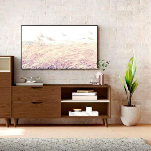 Mueble TV chapa madera con estante