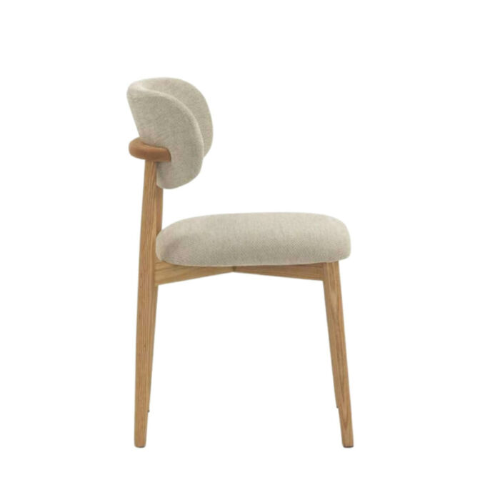 Silla madera roble natural tapizado beige