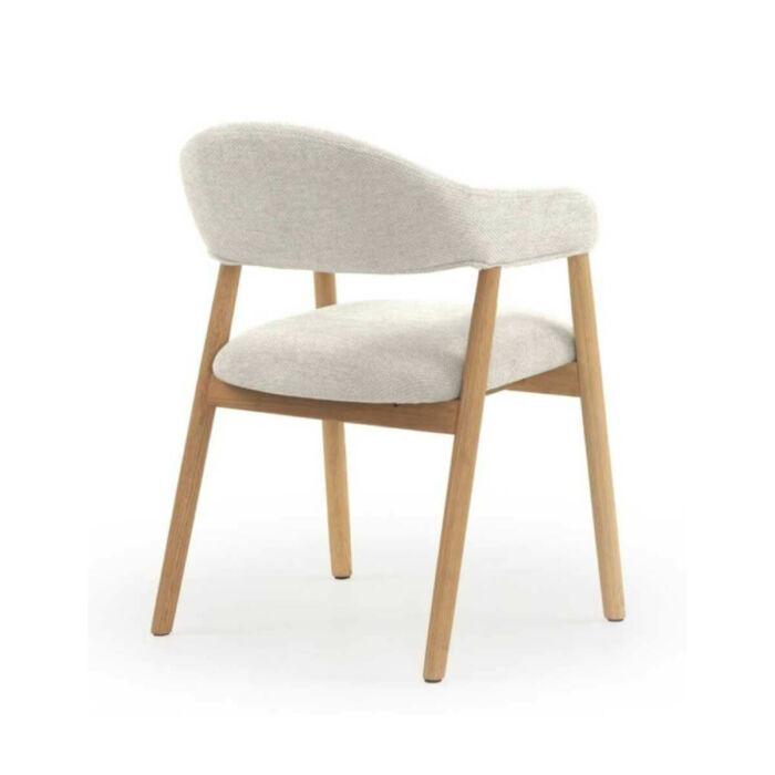 Silla madera de roble natural tapizado blanco