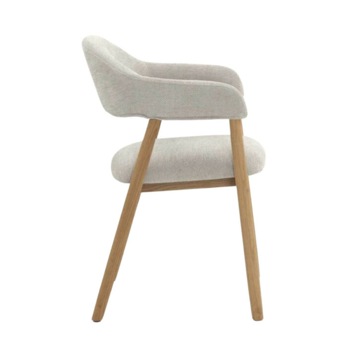 Silla madera de roble natural tapizado blanco