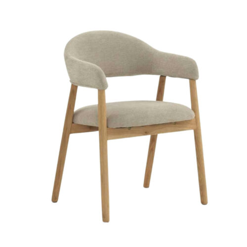 Silla madera de roble natural tapizado beige