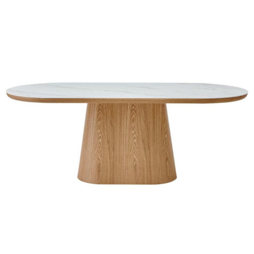 Mesa comedor tapa ovalada porcelánico 200cm