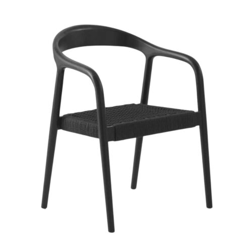 Silla negra madera fresno con asiento trenzado