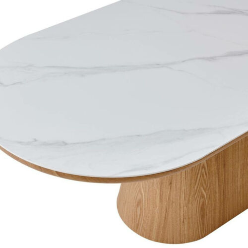 Mesa comedor tapa ovalada porcelánico 200cm