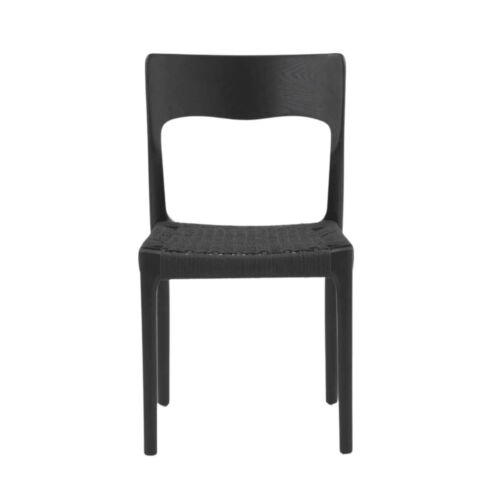 Silla madera fresno negro con asiento trenzado