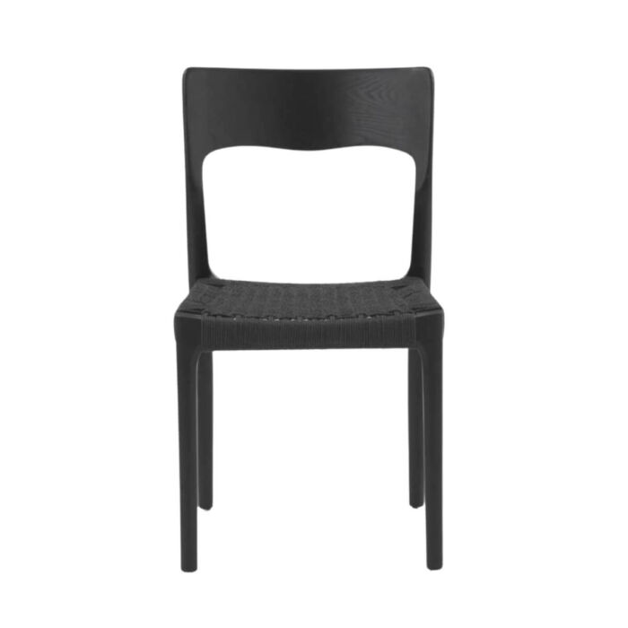 Silla madera fresno negro con asiento trenzado