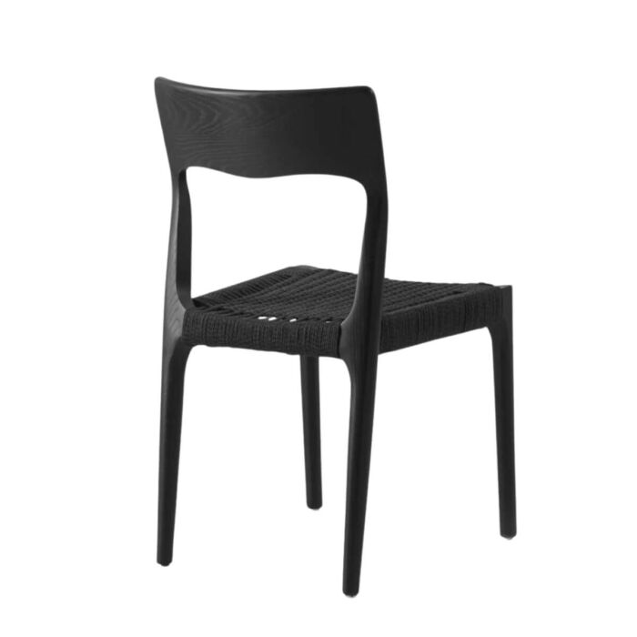 Silla madera fresno negro con asiento trenzado