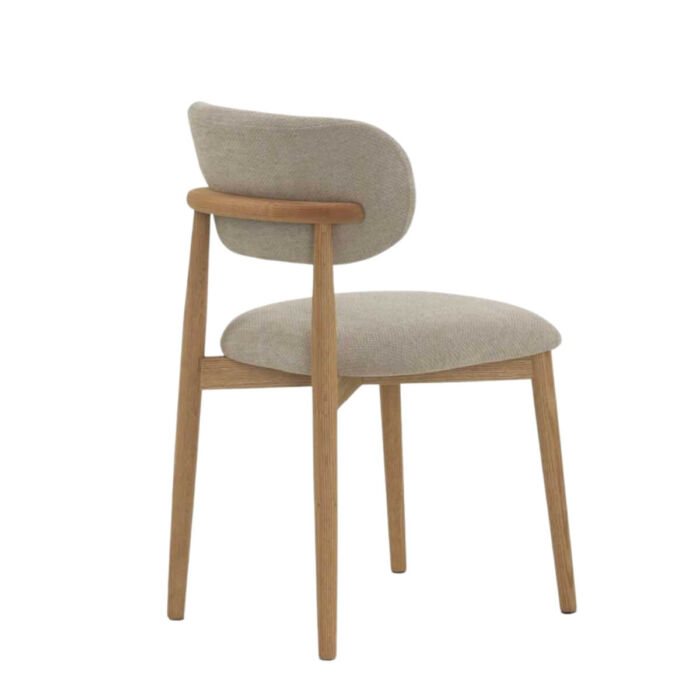 Silla madera roble natural tapizado beige. BLINK - Imagen 3