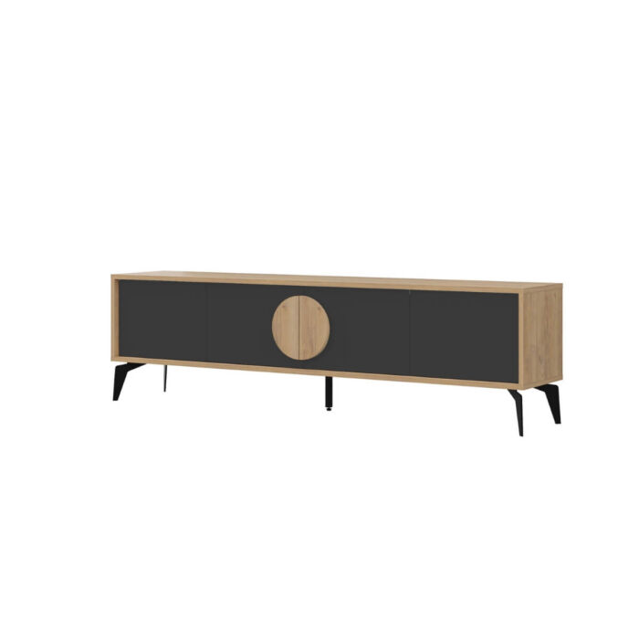 Mueble tv 4P roble y negro 180cm. PEREZ