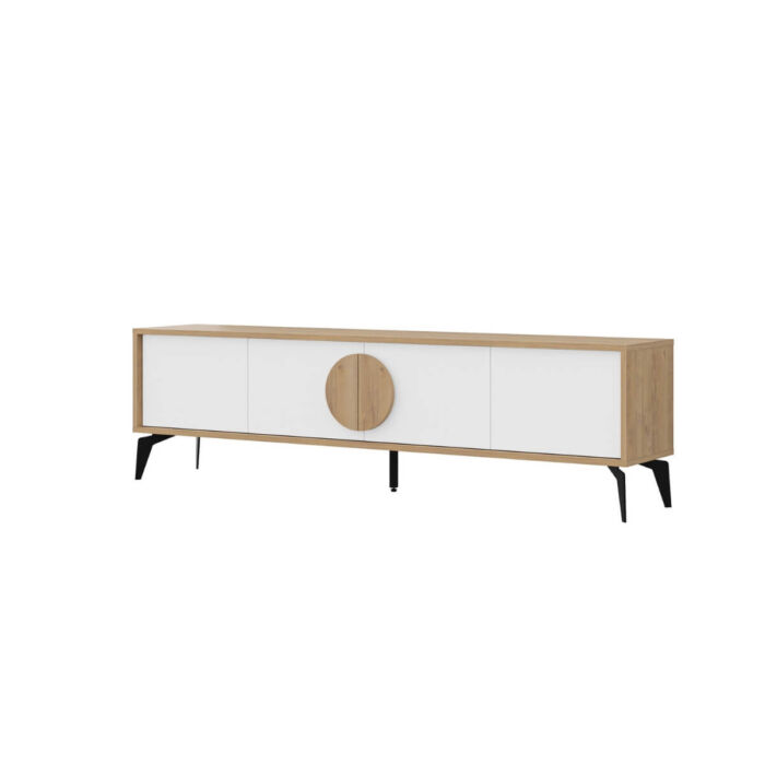 Mueble tv 4P roble y blanco 180cm. PEREZ