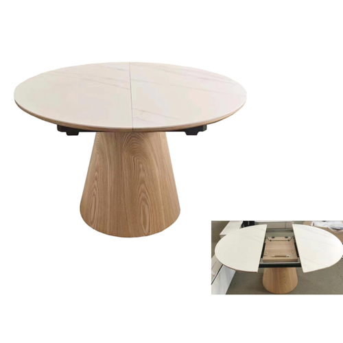 Descubre nuestra mesa de comedor extensible de porcelánico y roble. Diseño elegante, calidad premium y funcionalidad para elevar tu hogar a otro nivel.