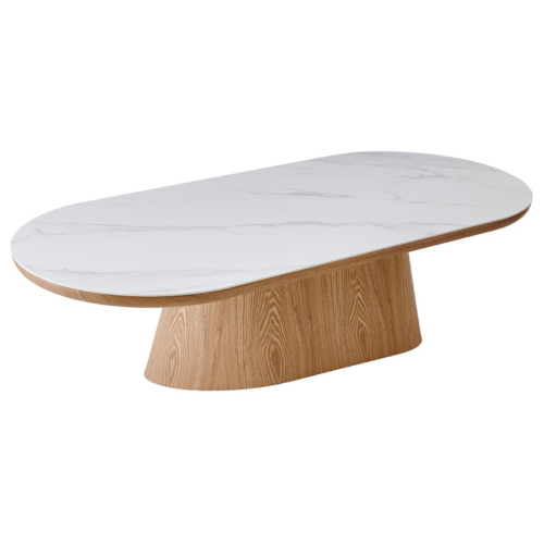 Renueva tu salón con esta mesa de centro para sofá en porcelánico y roble. Diseño elegante, resistente y funcional.