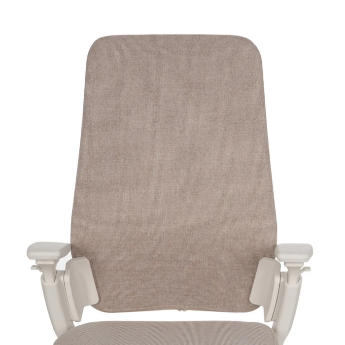 Silla de oficina beige con respaldo alto y ruedas - Imagen 7