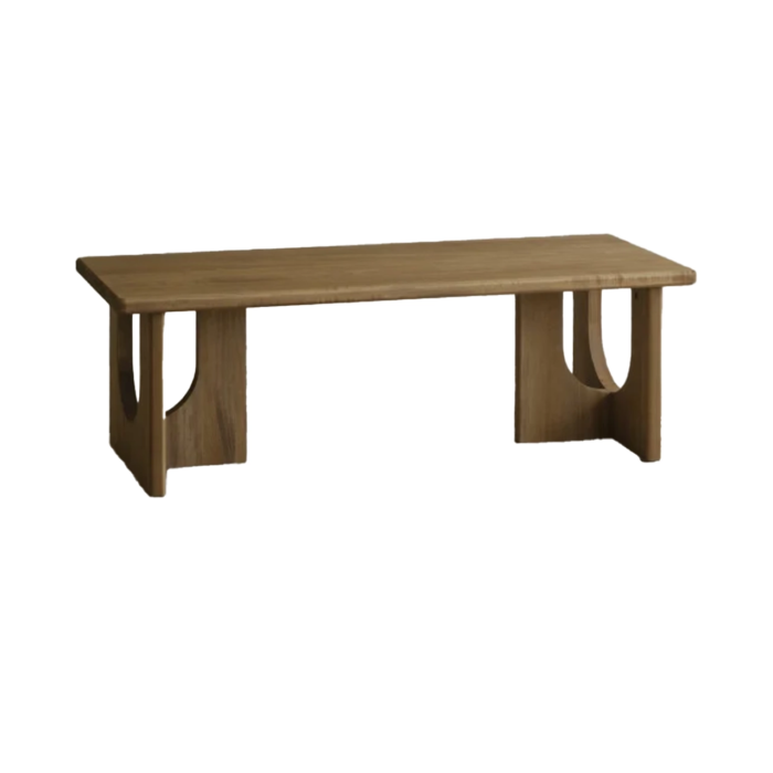 Mesa de centro Lua con acabado en roble medio. Diseño elegante, resistente y sostenible. ¡Dale calidez y estilo a tu hogar!