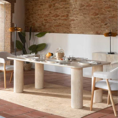 Mesa de comedor rectangular 200x100 en travertino