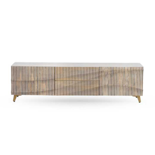 Mueble TV patinado blanco de madera