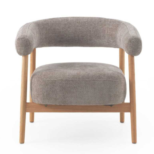 sillon de madera de roble tapizado en topo