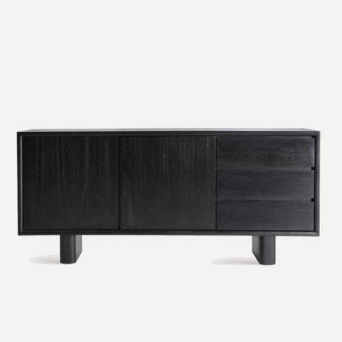 Aparador Demmin en madera mindi negra