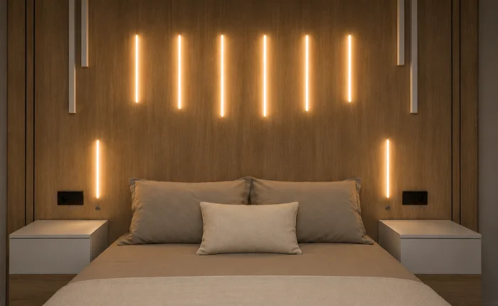 Dormitorio a Medida con Panelado de Madera y luz LED (3)