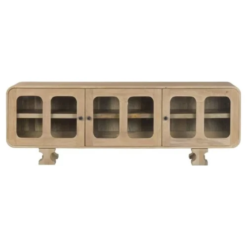 mueble tv madera mango cristal