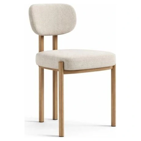 silla comedor tapizada beige metal