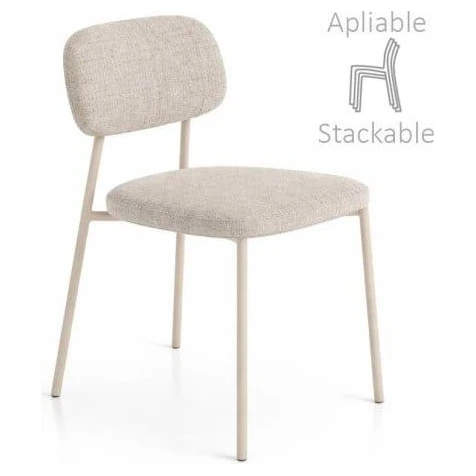 silla comedor apilable beige hierro