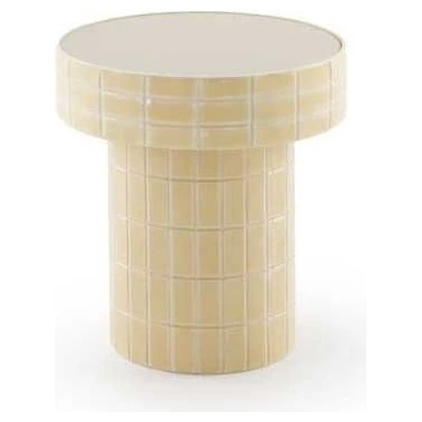 mesa auxiliar metal vainilla brillo