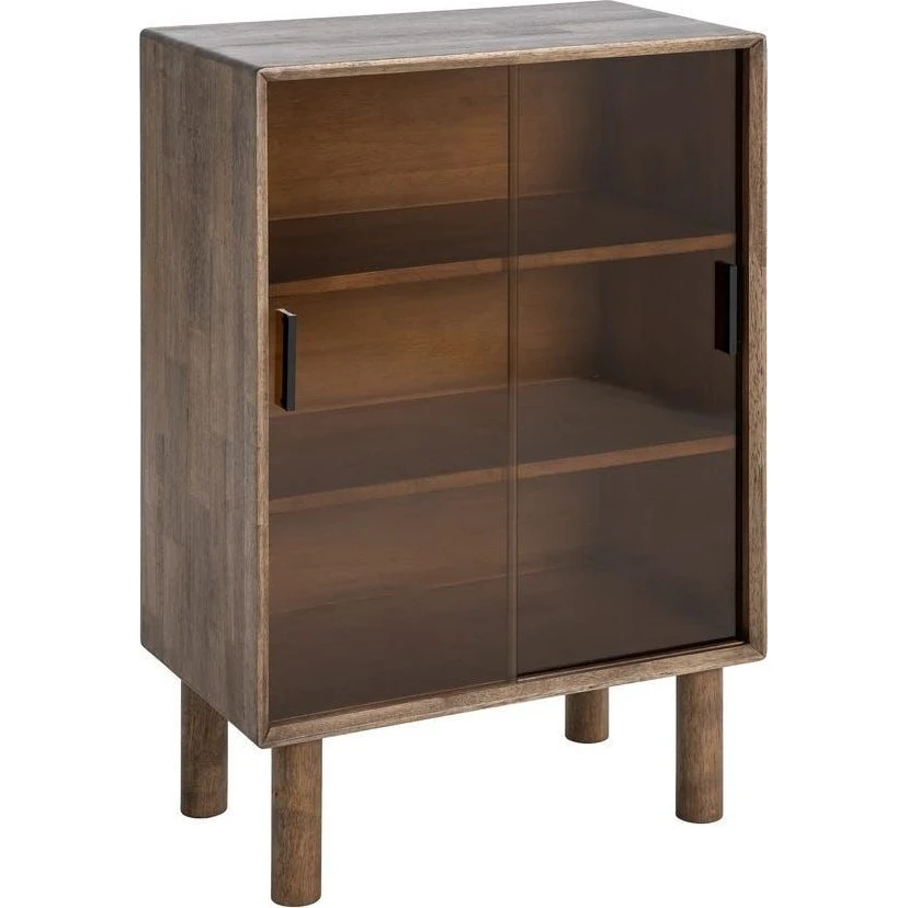 vitrina baja madera caucho cristal