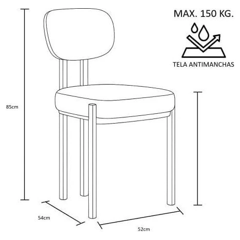 silla comedor tapizada beige metal