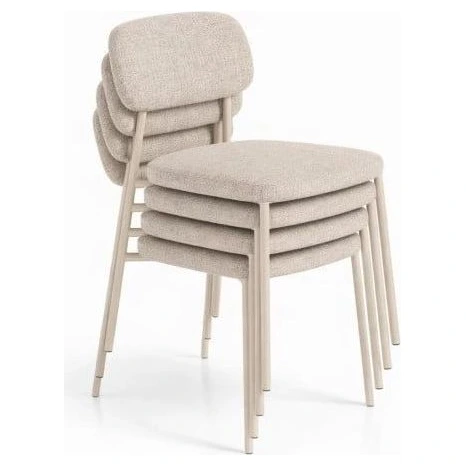 silla comedor apilable beige hierro
