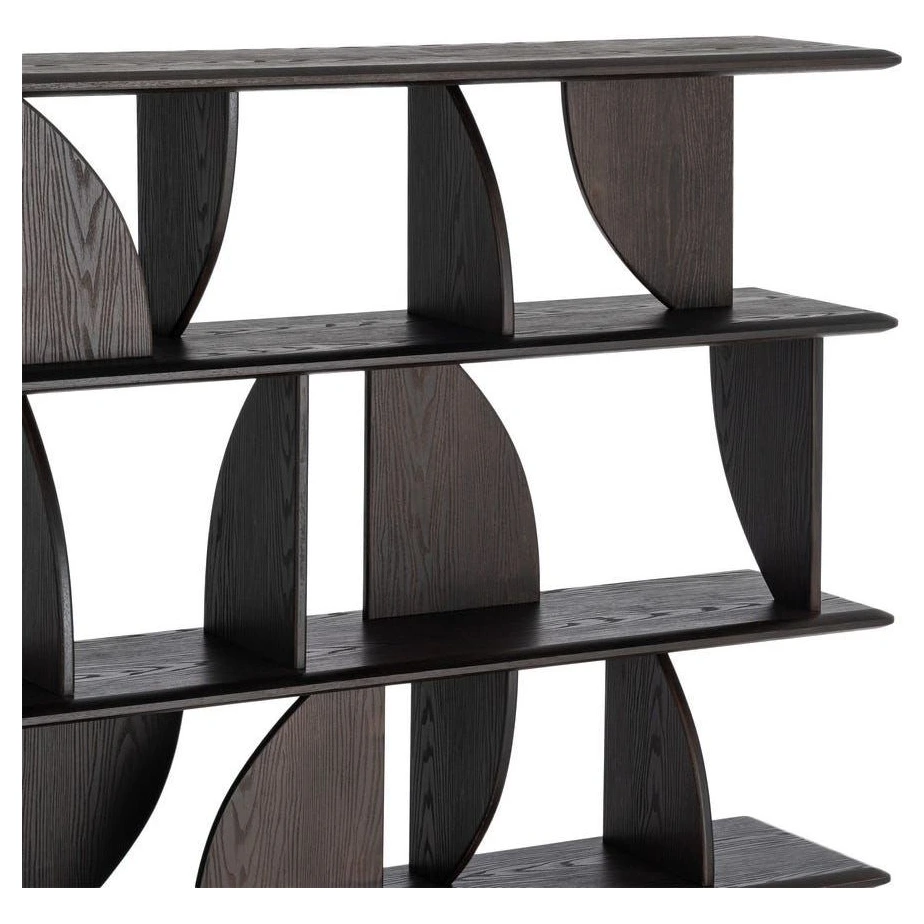 estantería madera caucho marrón curvas