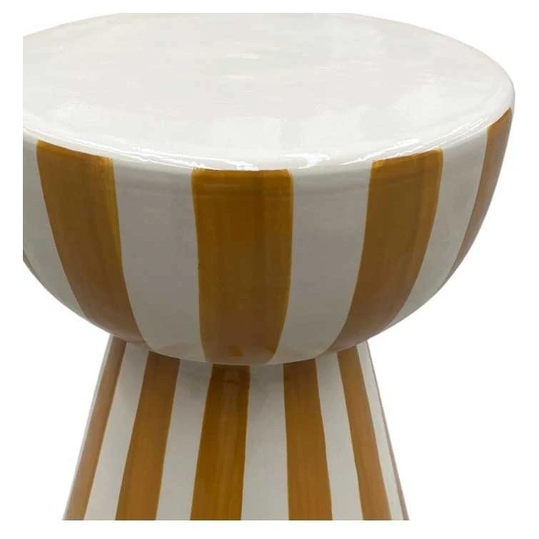 taburete auxiliar ceramica rayas mostaza