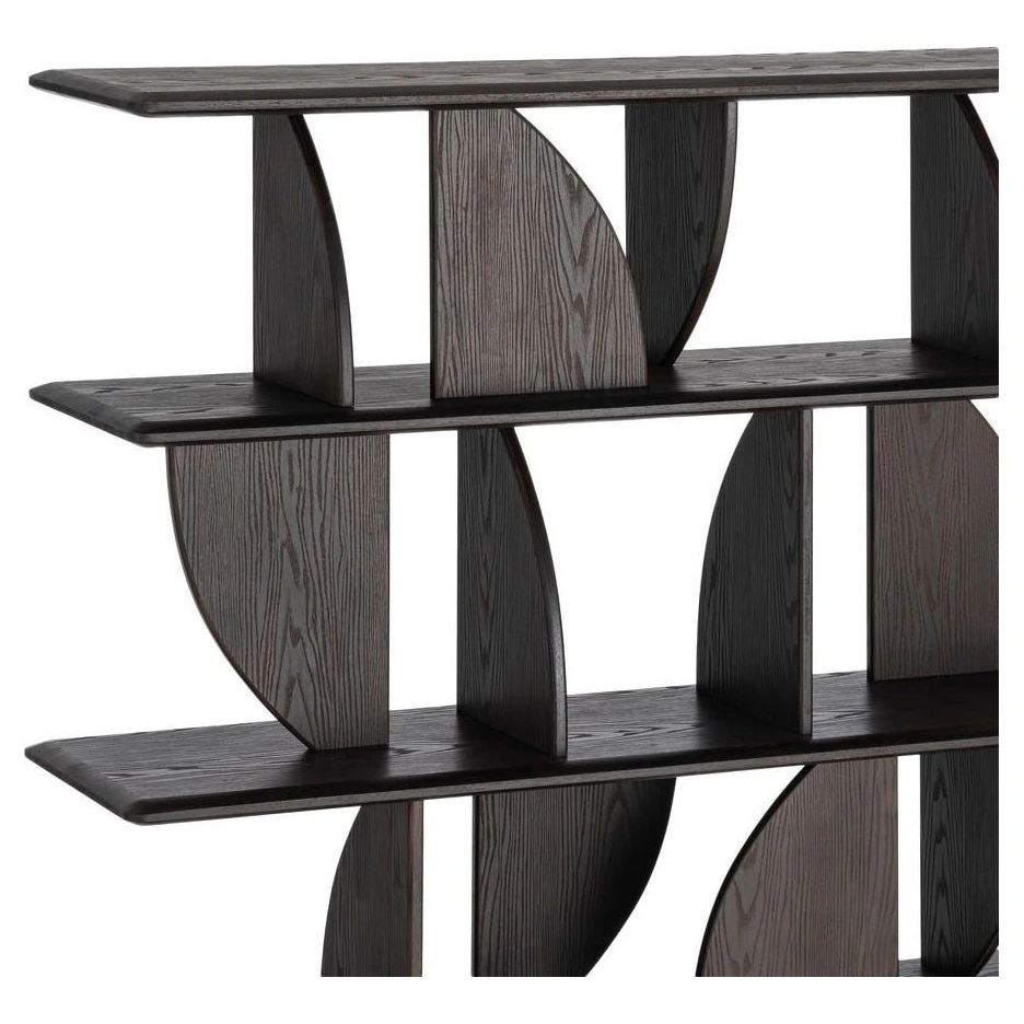 estantería madera caucho marrón curvas