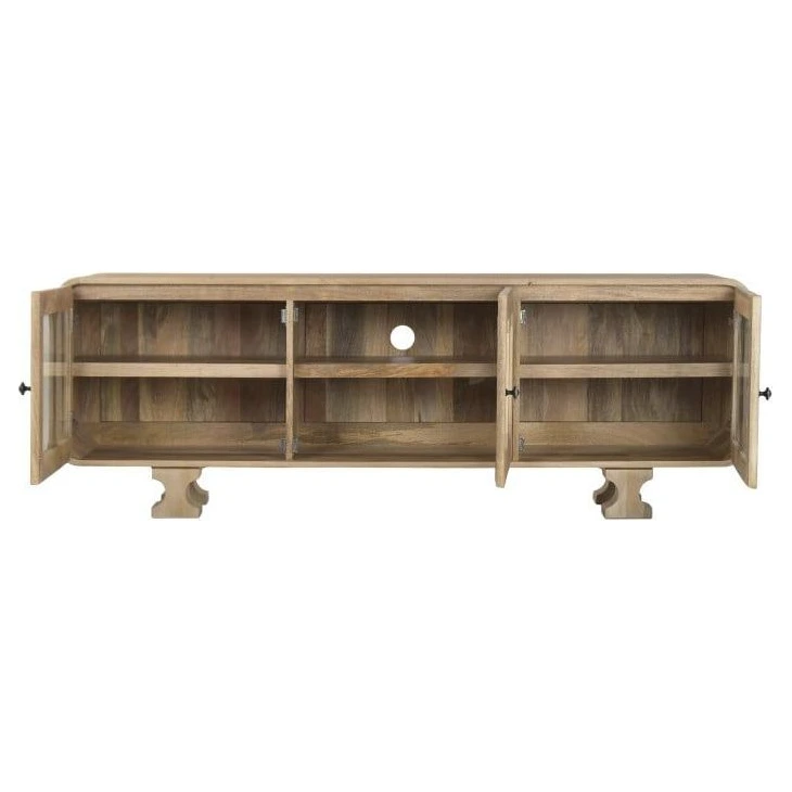 mueble tv madera mango cristal