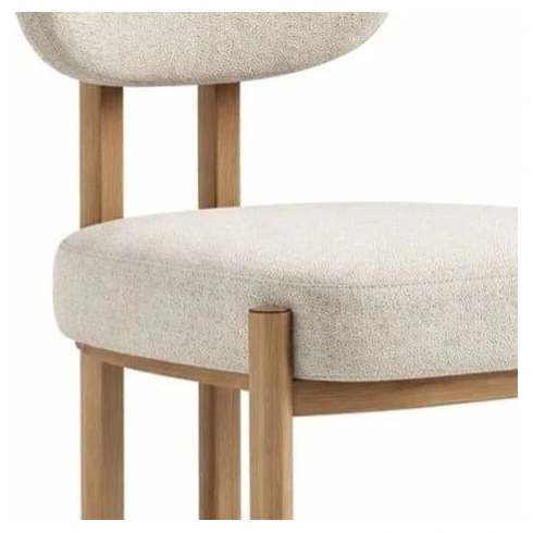 silla comedor tapizada beige metal
