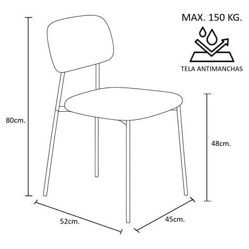 silla comedor apilable beige hierro
