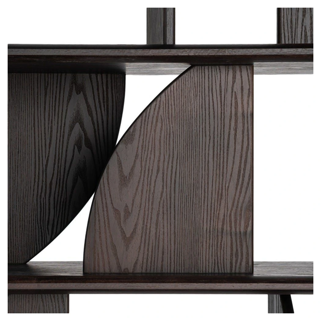 estantería madera caucho marrón curvas