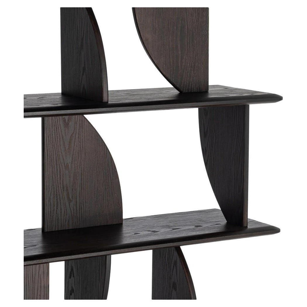 estantería madera caucho marrón curvas