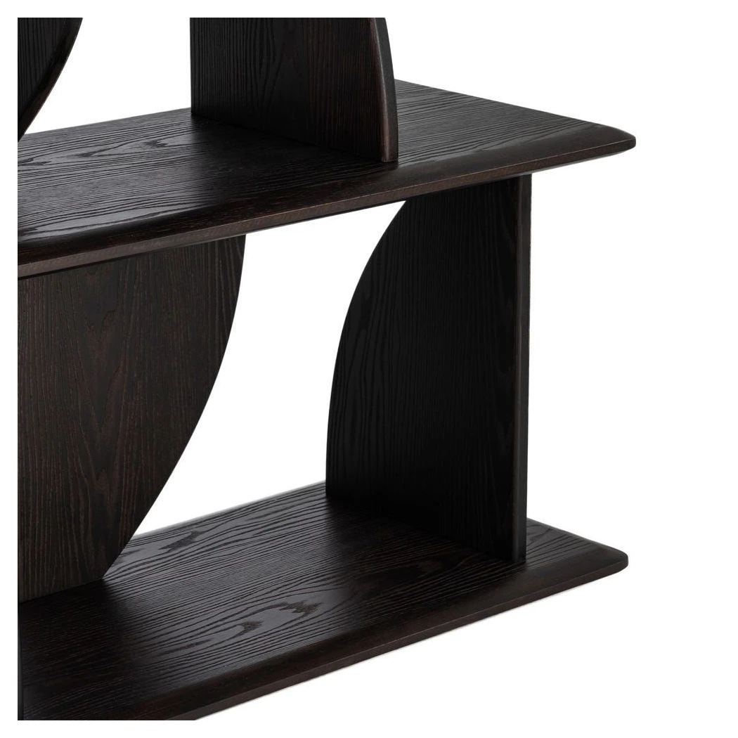 estantería madera caucho marrón curvas