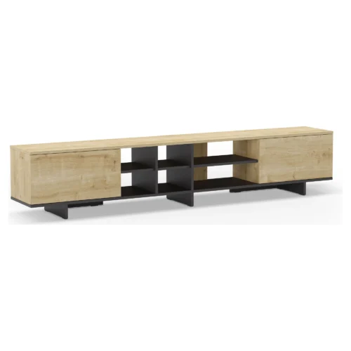 mueble tv roble y negro