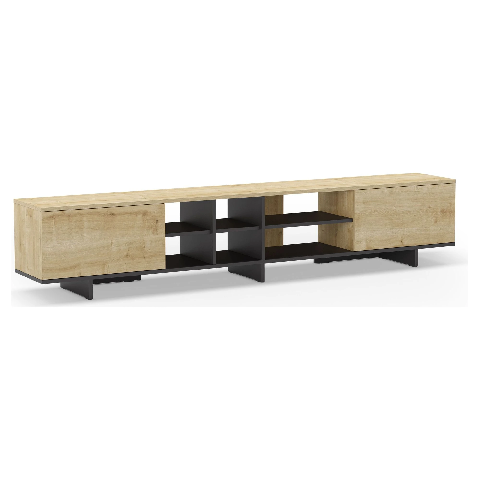 mueble tv roble y negro