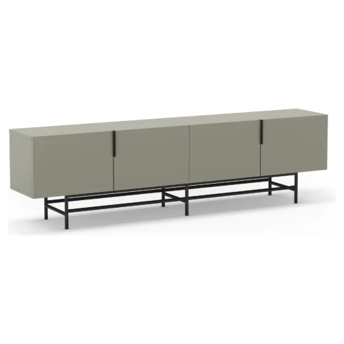 mueble TV verde patas metalicas