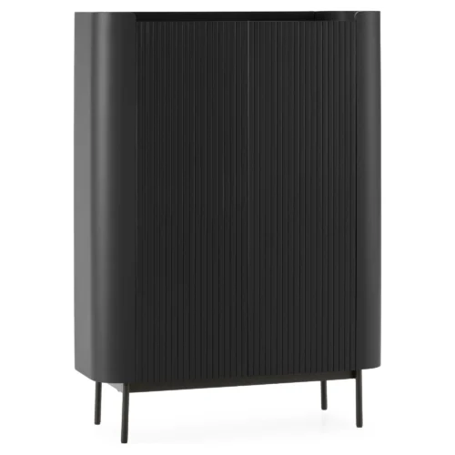 mueble auxiliar alto negro acanalado